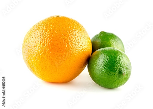 Orange and limes in colorful fruit medley