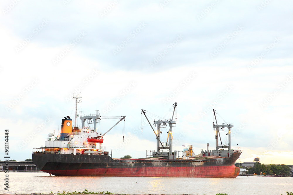 Cargo ship in Chao Phraya River