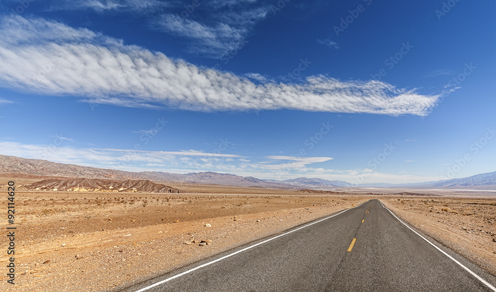 Endless country highway, Death Valley, USA.