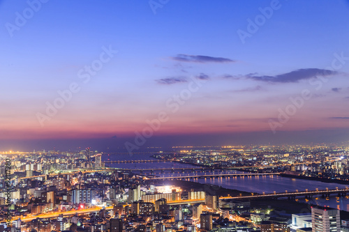 panoramic view of Osaka from the top floor of the highest building