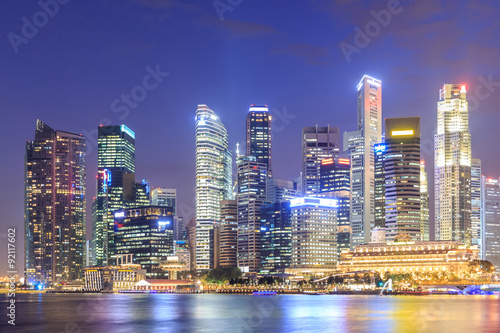 Singapore skyline at night, Marina bay