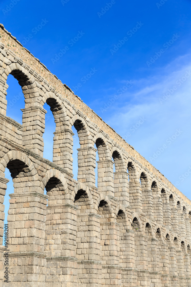 The famous ancient aqueduct in Segovia, Castilla y Leon