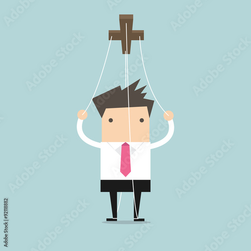 Businessman marionette on ropes vector