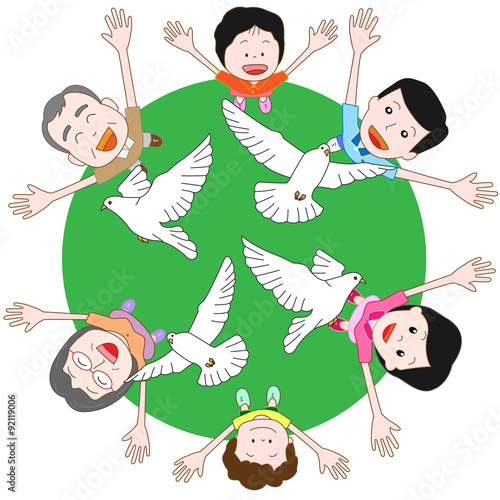 家族で平和を願う