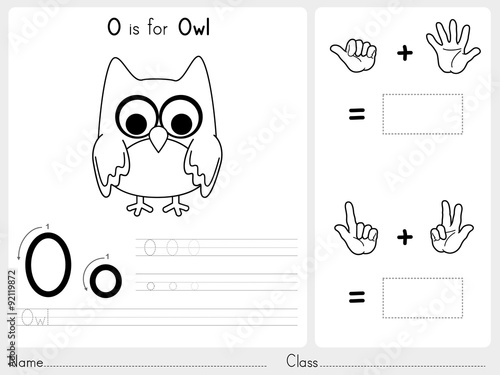 Alphabet A-Z Tracing and puzzle Worksheet,  Exercises for kids - Coloring book - illustration and vector outline
