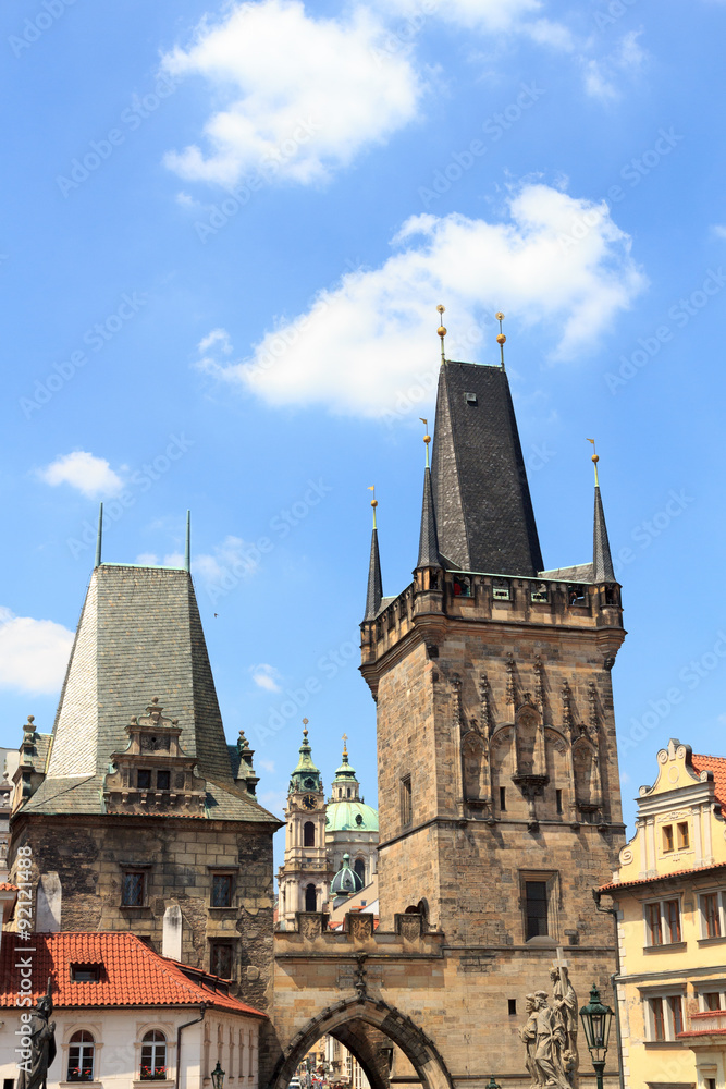 Lesser Town Bridge Tower and Judith's tower of Charles Bridge, Prague