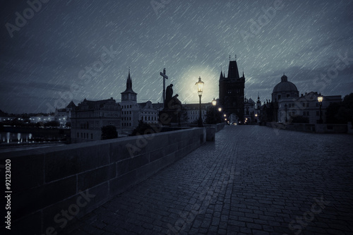 Charles Bridge at rainy night © Nickolay Khoroshkov