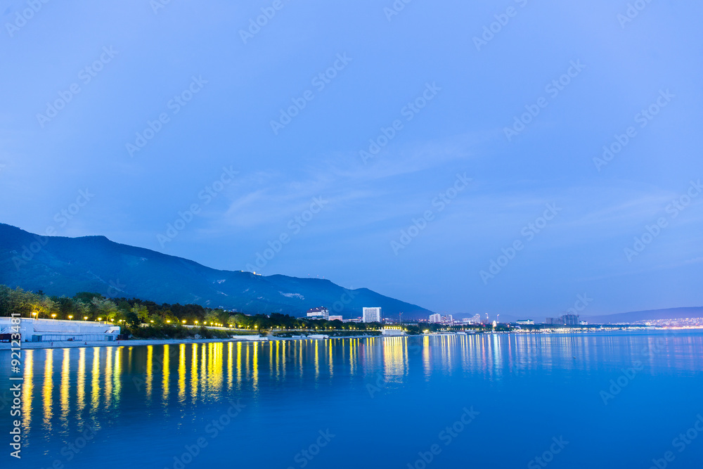 Night view of city embankment