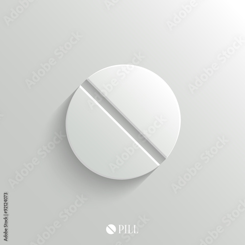 Medicine pill icon - vector white app button