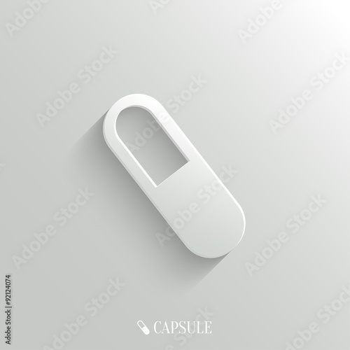 Medicine pill icon - vector white app button