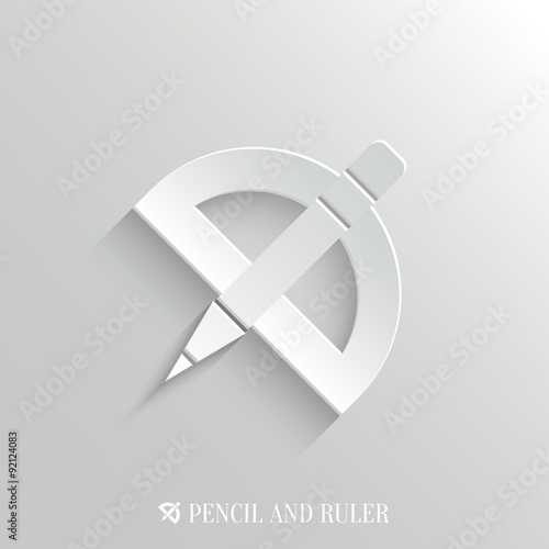 Pencil with ruler icon - vector education background