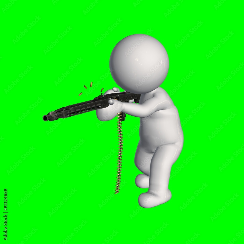 3D people - with machinegun 2 - green screen 3D people - with machinegun 2 - green screen