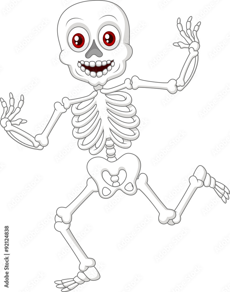 Cartoon happy Halloween skeleton dancing