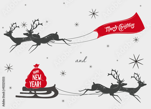 Running deers with christmas decorations
