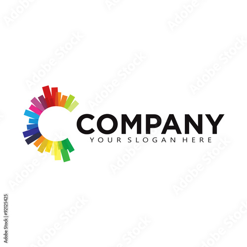 Initial C circle city colorfull world trade logo