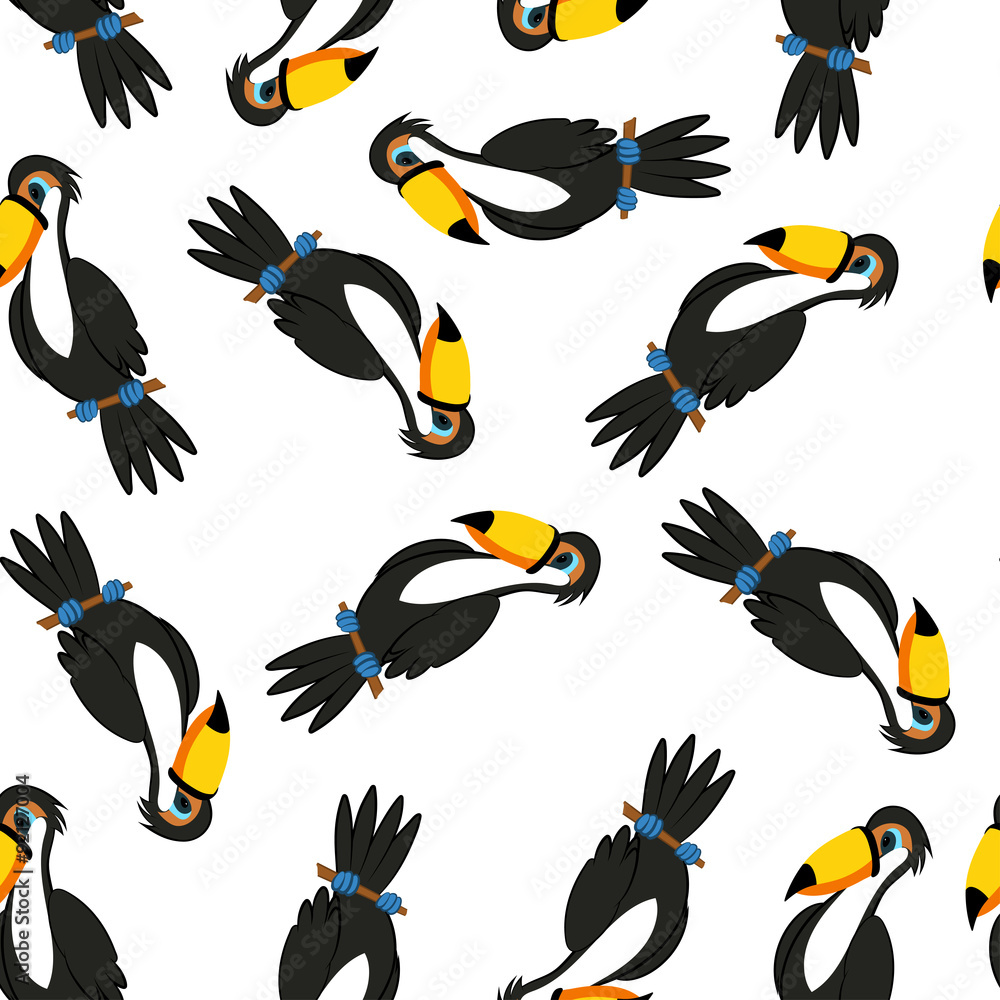 Fototapeta premium Seamless Funny Cartoon Toucan