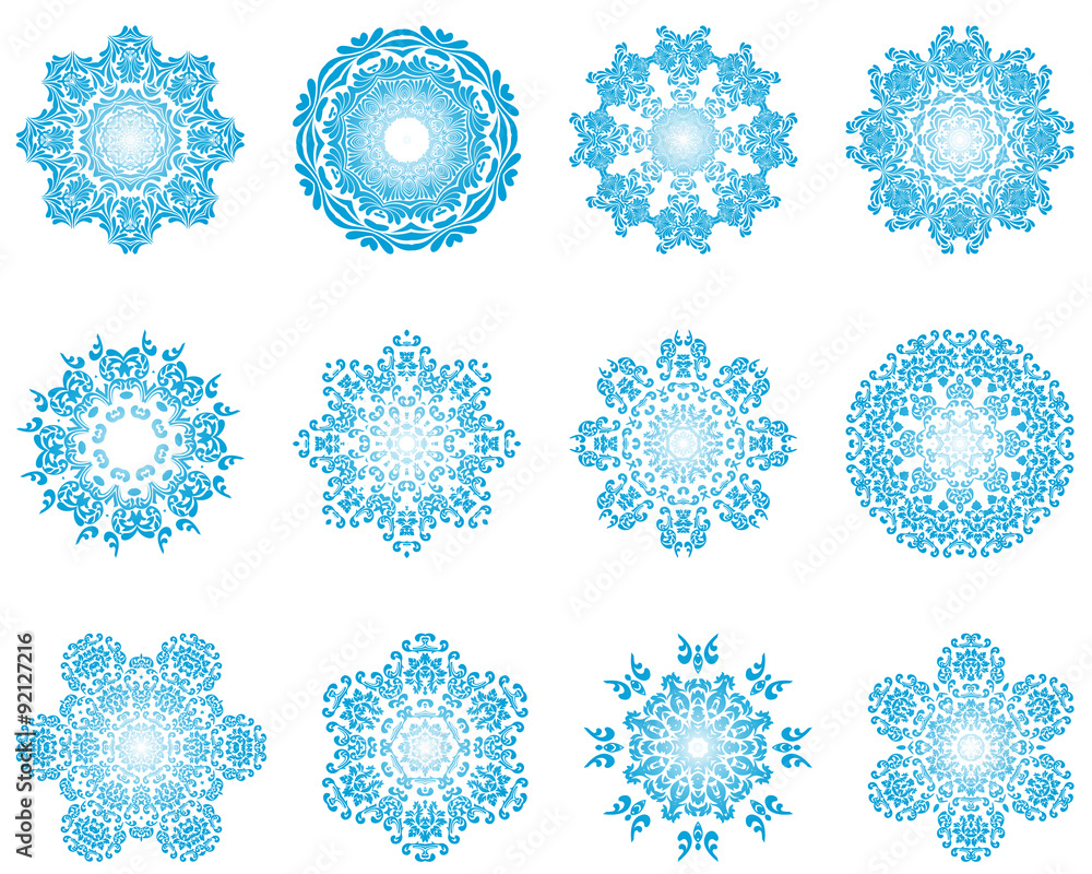 Twelve Circle Snowflakes