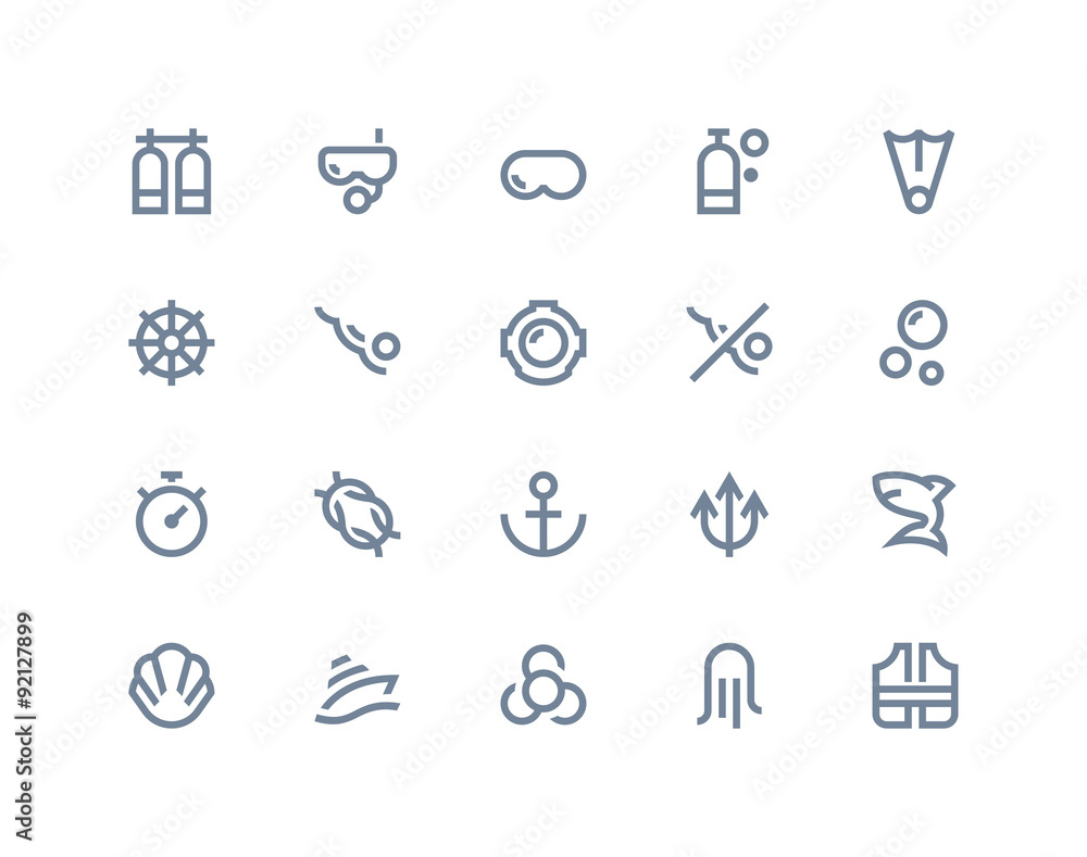 Scuba icons. Line series