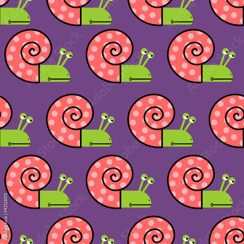 Snail shell with pink on purple background seamless texture. Cut