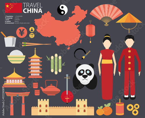 China Flat Icons Design Travel vector