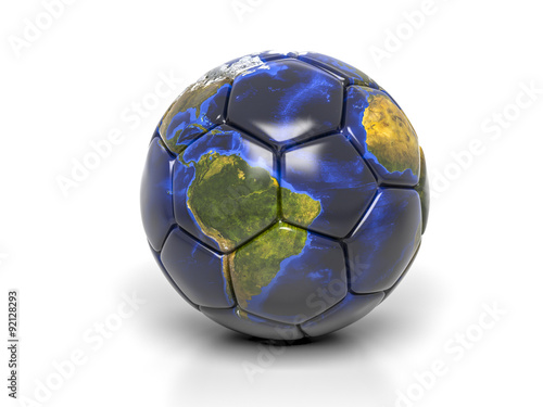 3d globe on soccer ball isolated. They use elements from  NASA  