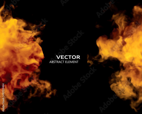 Vector illustration of fire elements on black.