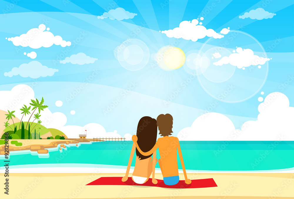 Couple On Summer Vacation Holiday Tropical Ocean Island