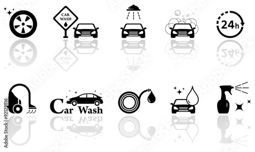 car wash isolated objects set