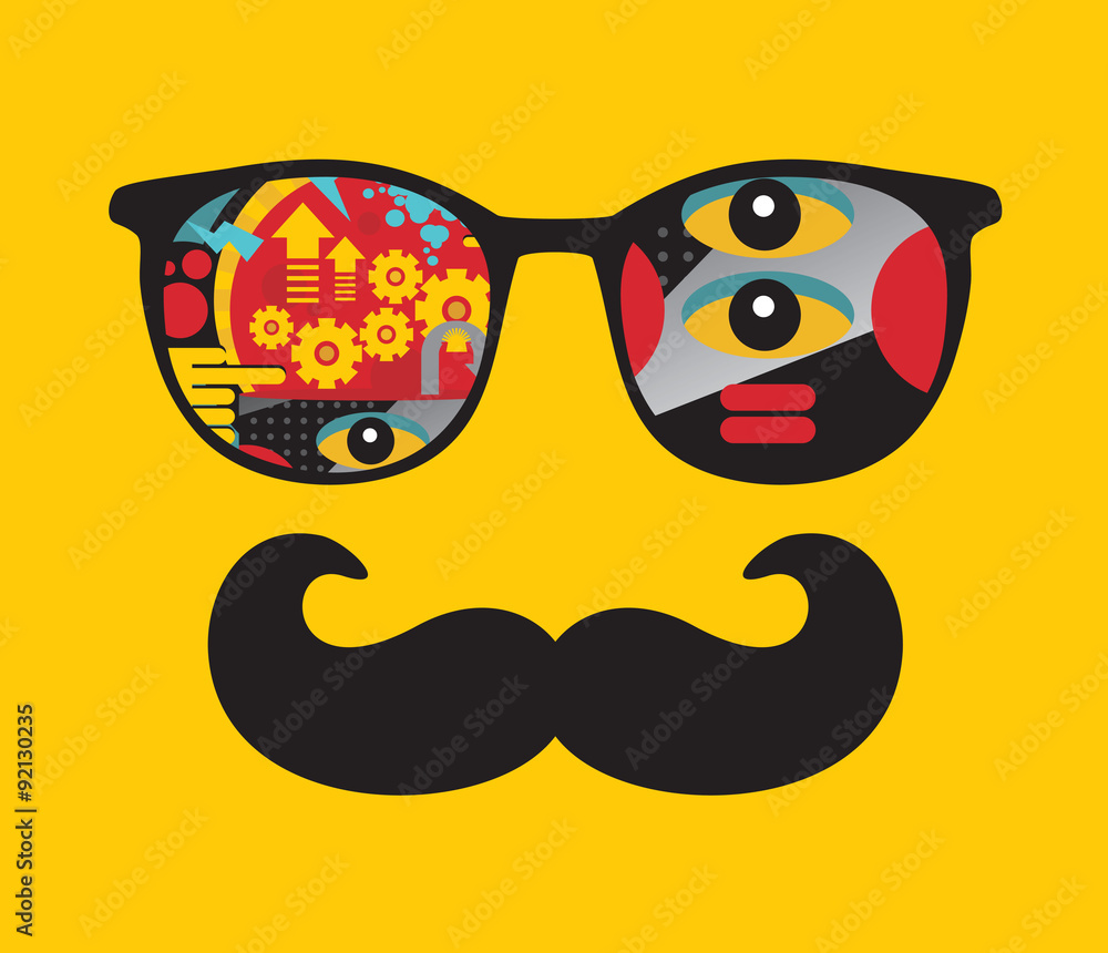 Retro sunglasses with reflection for hipster. Retro sunglasses with reflection for hipster.