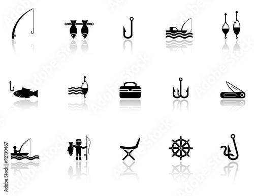 fishing icons set