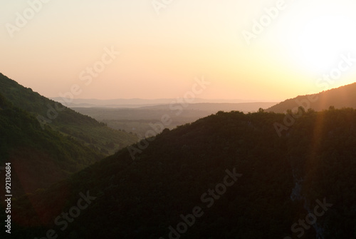 Sunset over mountain range