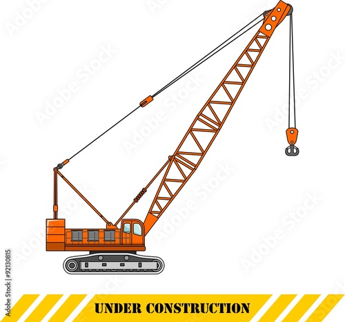 Crane. Heavy construction machines. Vector illustration