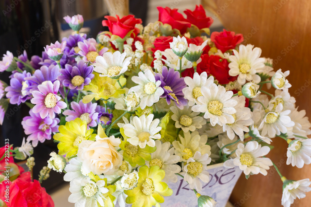 Obraz premium Bueatiful of colorful fabric flower