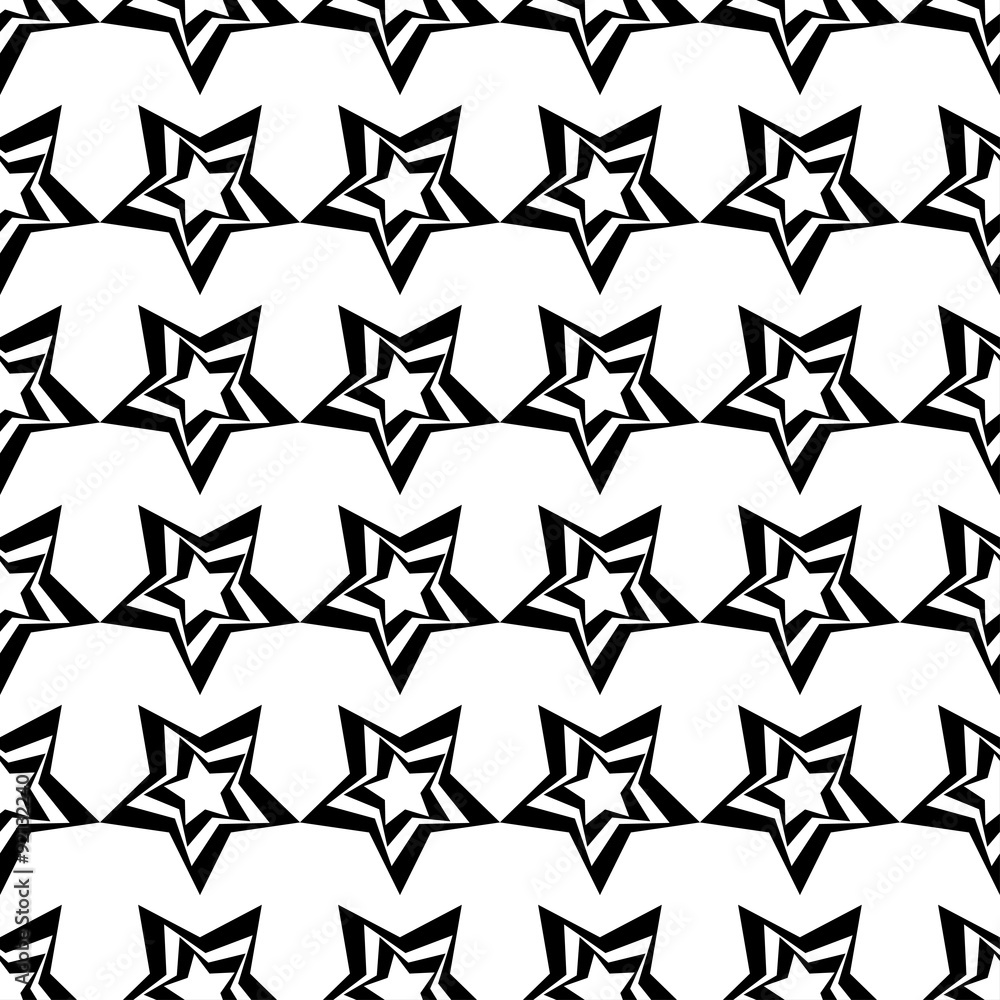 Seamless black and white background with decorative stars Seamless black and white background with decorative stars
