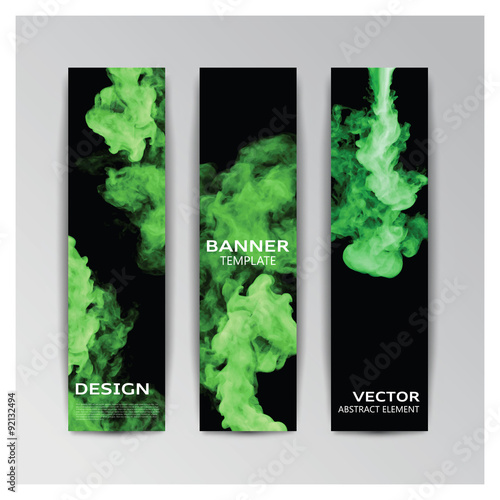 Template of banner with abstract smoky shapes
