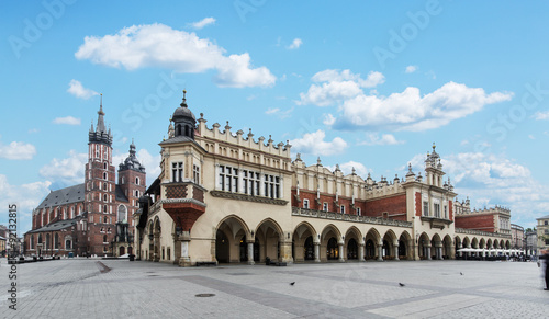 Saint Mary Basilica and Main Square in Krakow. photo