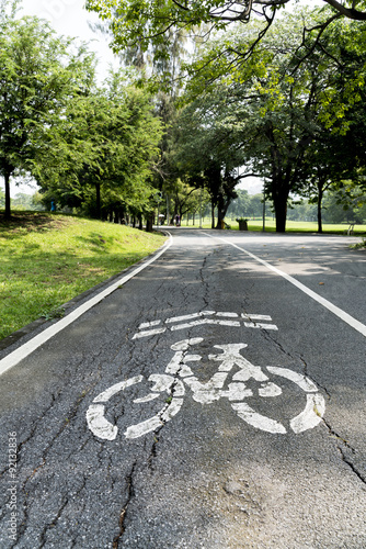 Pathway for bike and cyclists in the park photo