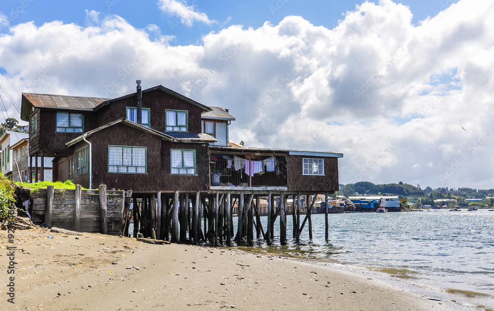 Houses on wooden columns, Chiloe Island, Chile Houses on wooden columns, Chiloe Island, Chile