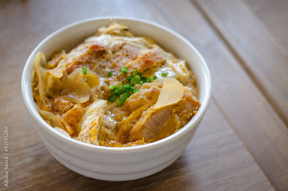 Katsudon - Japanese breaded deep fried pork cutlet Katsudon - Japanese breaded deep fried pork cutlet