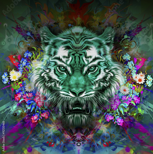 тигр на в джунглях