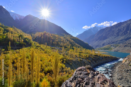 Autumn at Ghizer Valley. Northern Area Pakistan.
