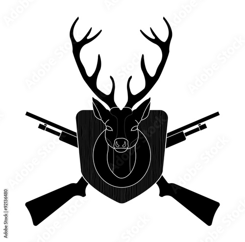 Hunting trophy deer head black silhouette