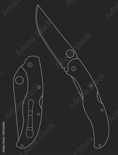 Pocket folding knife icon. Chalk