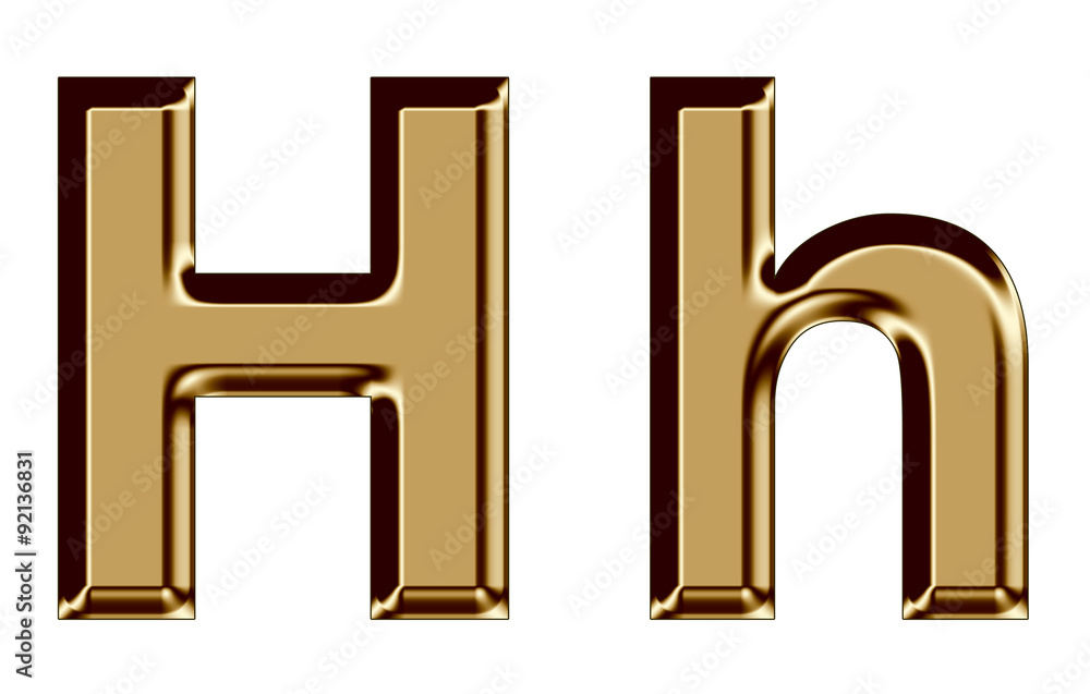 Golden letter H,h on white background Golden letter H,h on white background