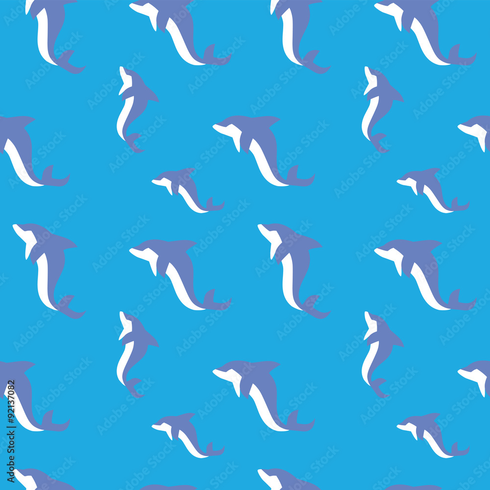 Fototapeta premium Vector seamless pattern with dolphins.