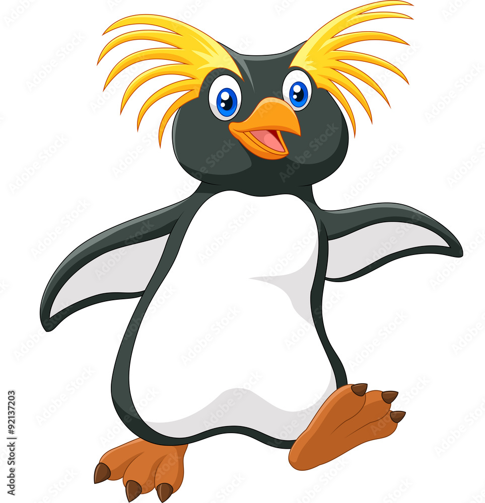 Fototapeta premium Happy cartoon penguin rockhopper 