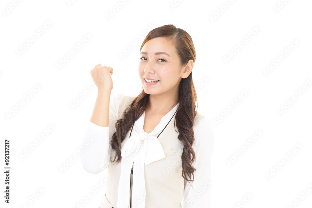 ガッツポーズのビジネスウーマン