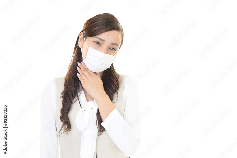 風邪に羅漢した女性