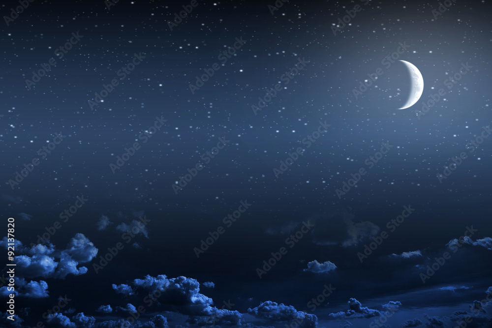 Fototapeta premium Night sky with stars and full moon background