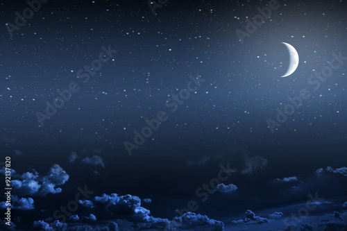 Night sky with stars and full moon background